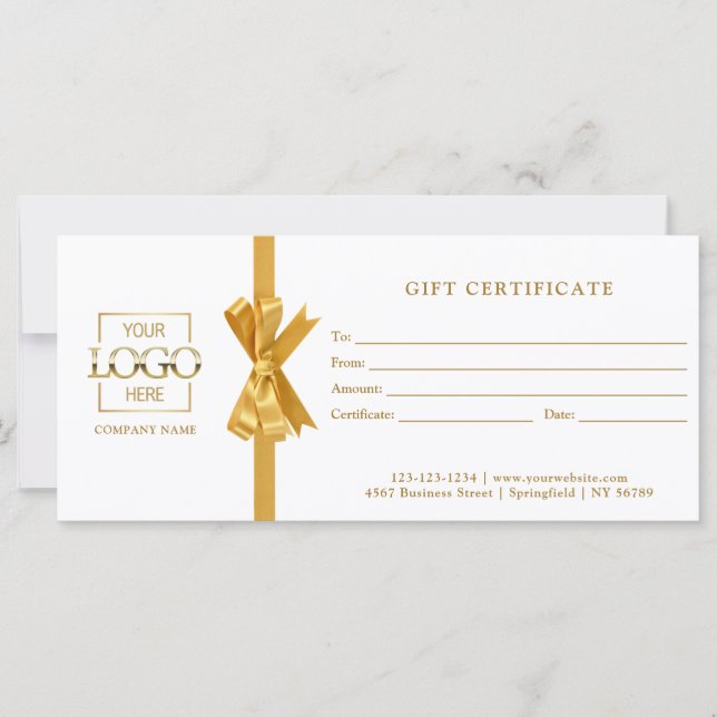 Elegant Simple White Business Gift Certificate (Anverso)