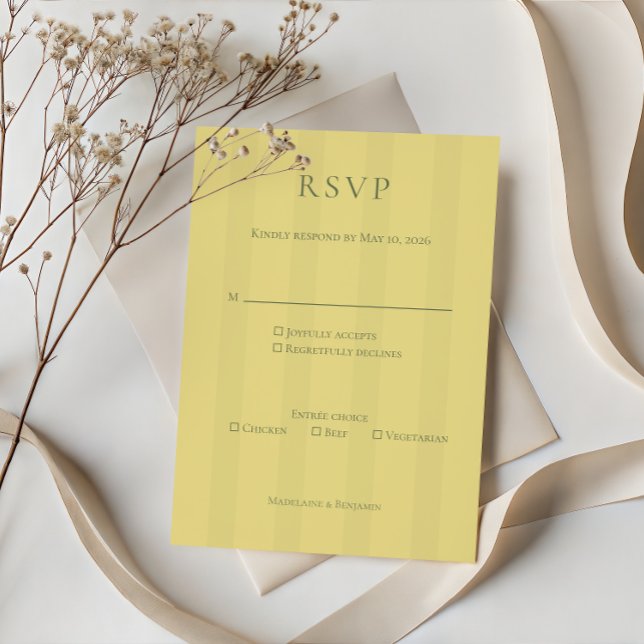 Elegant Soft Yellow Wedding RSVP Card (Subido por el creador)