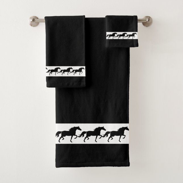 Elegant, Stylish Black Horses Silhouettes on Black (In situ)