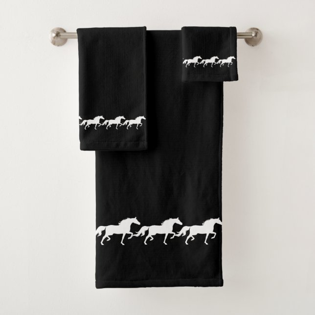 Elegant Stylish White Horses on Black (In situ)