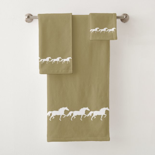 Elegant Stylish White Horses on Lucky Beige (In situ)