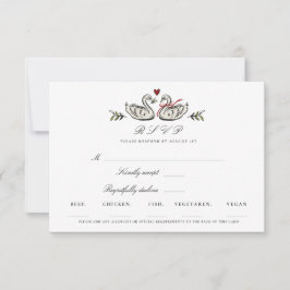 Elegant Swan Couple RSVP Response Card