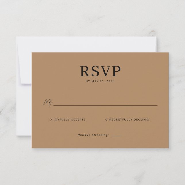 Elegant Tan RSVP Card (Anverso)