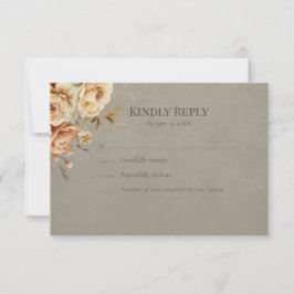 Elegant Taupe Floral Wedding RSVP