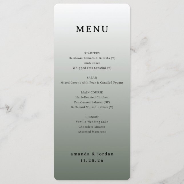 Elegant Taupe Wedding Menu (Anverso)