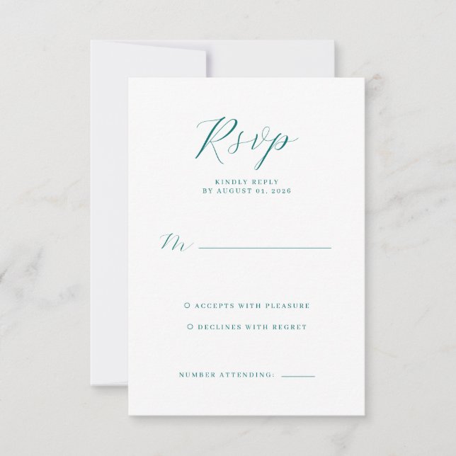 Elegant Teal RSVP Card (Anverso)
