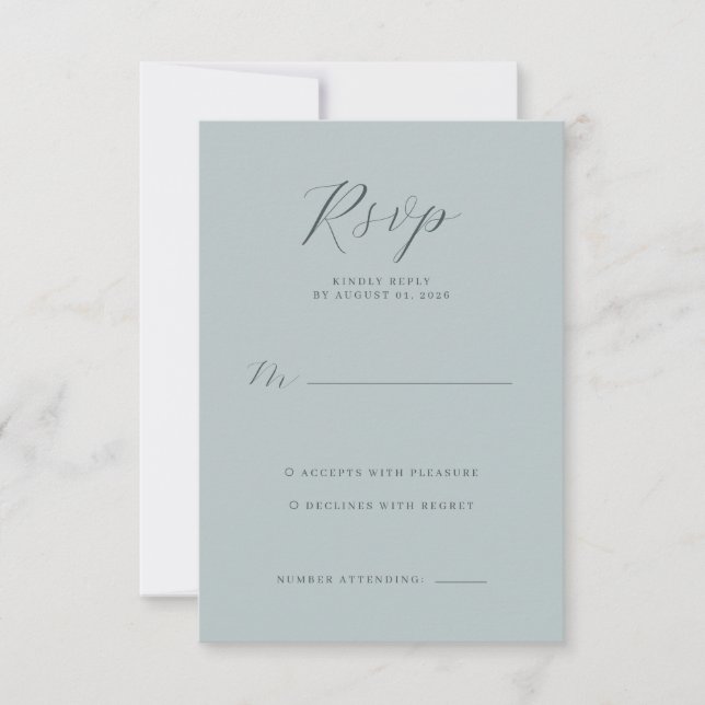 Elegant Teal RSVP Card (Anverso)