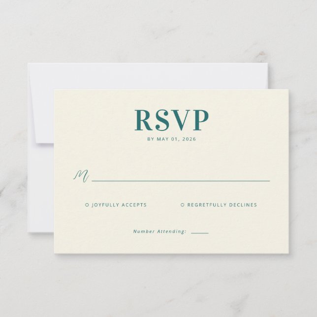 Elegant Teal RSVP Card (Anverso)