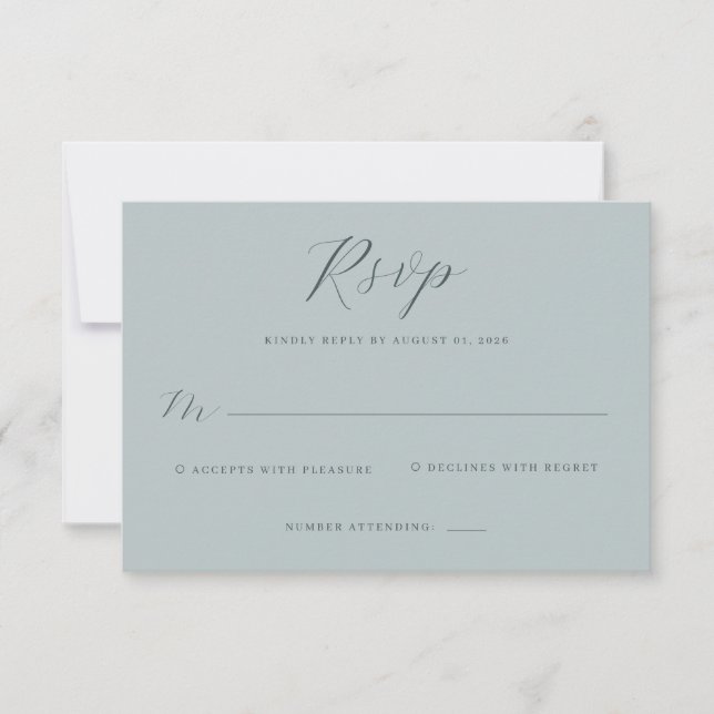 Elegant Teal RSVP Card (Anverso)