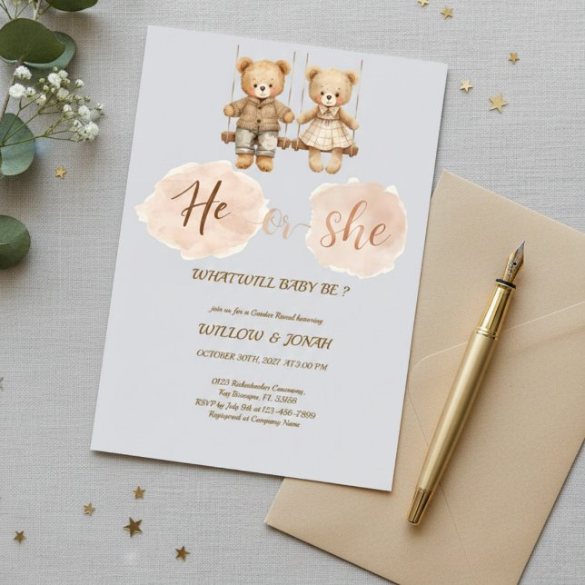 Elegant Teddy Bear "He or She" Gender Reveal  (Subido por el creador)