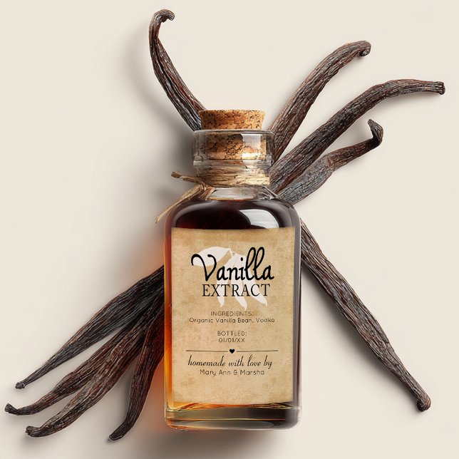 Elegant Vanilla Extract Homemade (Vanilla Extract Product Label with Vanilla Bean)