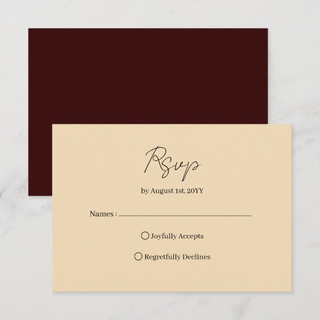 Elegant Victorian Red Gold Wedding RSVP Card (Anverso / Reverso)