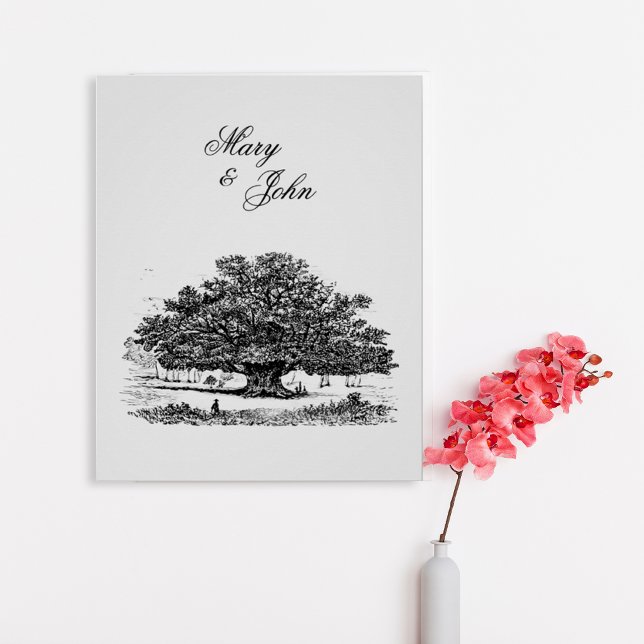 Elegant Vintage Tree Sketch Wedding Poster (Subido por el creador)