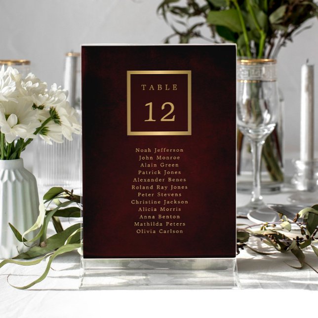 Elegant wedding guests seating chart table number (Subido por el creador)