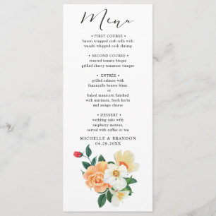 Elegant Wedding Menu Invitation Magnolia and thank
