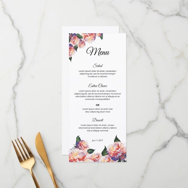 Elegant Wedding Menu Template – Printable design (Anverso/Reverso In Situ)