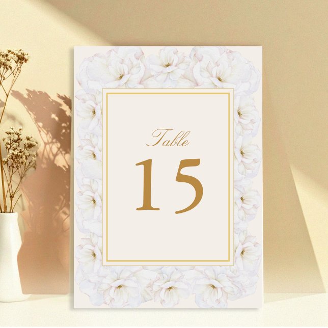 Elegant White Floral Ivory Gold Border Table (Subido por el creador)