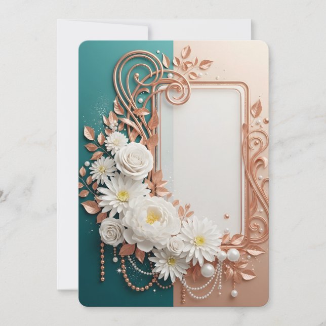 Elegant White Floral Rose Gold Frame (Anverso)