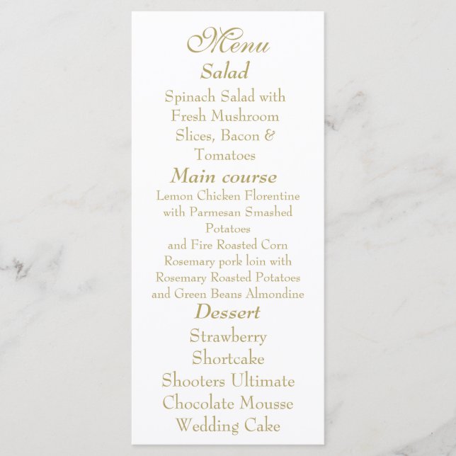 Elegant White & Gold Menu card (Anverso)