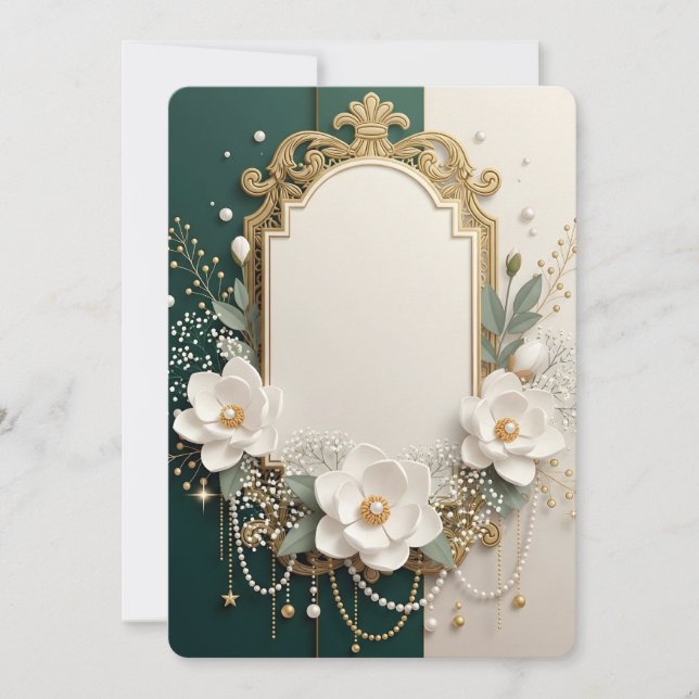 Elegant White Magnolia & Gold Ornate Frame (Anverso)