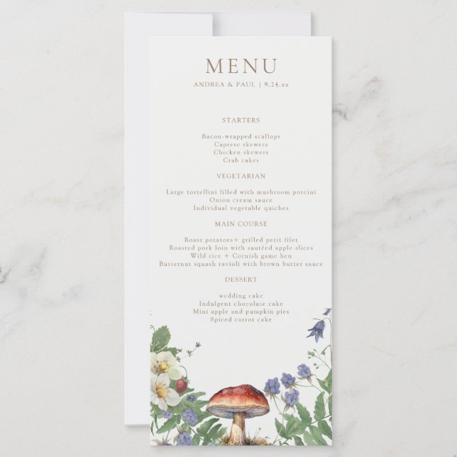 Elegant Woodland | Forest Wedding Menu (Anverso)