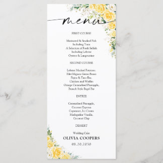 Elegant Yellow Baby Shower Menu