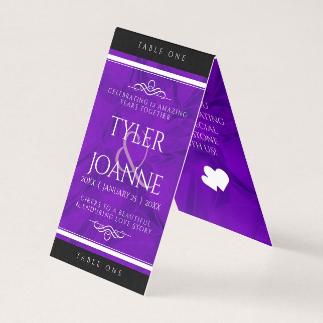 Elegante 12ª tarjeta de mesa de Boda de seda (Anverso)