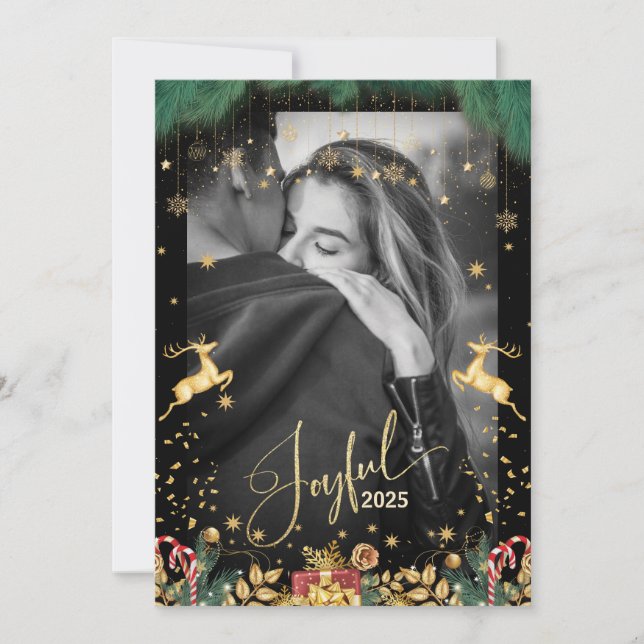 Elegante 2025 Jugoso Rojo Y Feliz Navidad De Oro (Anverso)