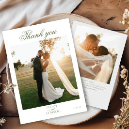 Elegante 2 Foto Tarjeta de agradecimiento Boda
