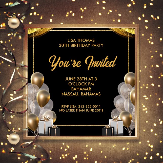 Elegante 30.ª invitación a la fiesta de cumpleaños (Subido por el creador)