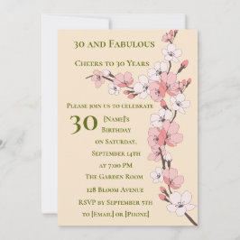Elegante 30.ª Invitación de cumpleaños Diseño Flor
