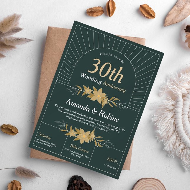 Elegante 30° Aniversario Boda Invitación (Subido por el creador)