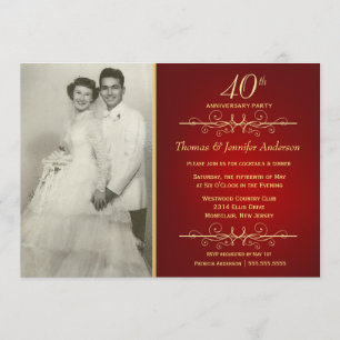 Elegante 40.ª invitación al aniversario del Boda d