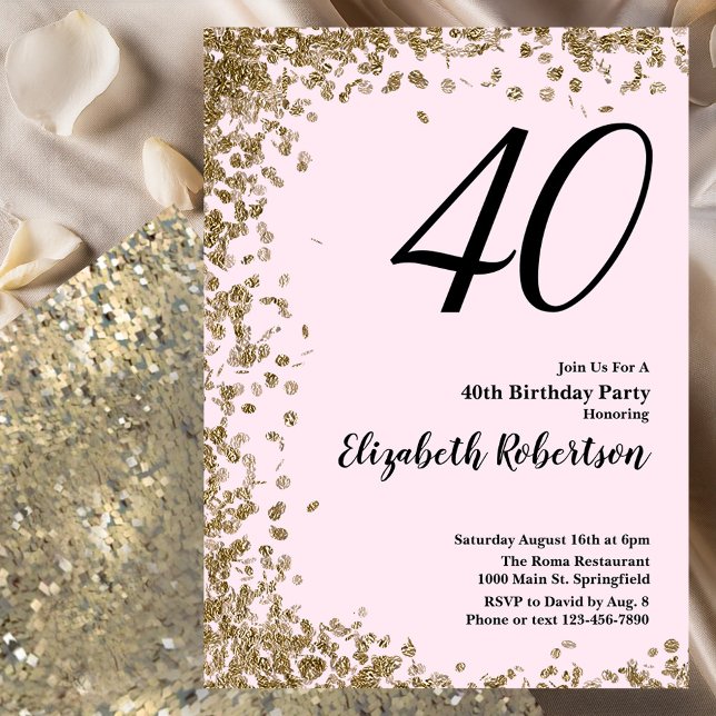 Elegante 40.ª Invitación de cumpleaños Secuencia d (Subido por el creador)