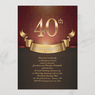 Elegante 40° Aniversario Boda Invitación