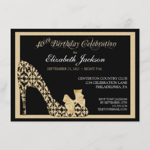 Elegante 40 cumpleaños - Invitación para zapatos d