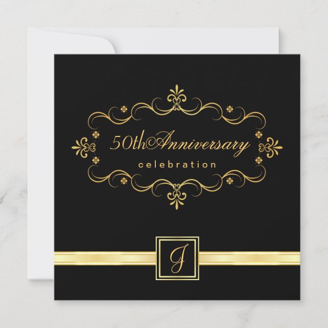 Elegante 50º aniversario - Invitaciones en monogra (Anverso)