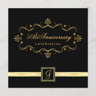Elegante 50º aniversario - Invitaciones en monogra
