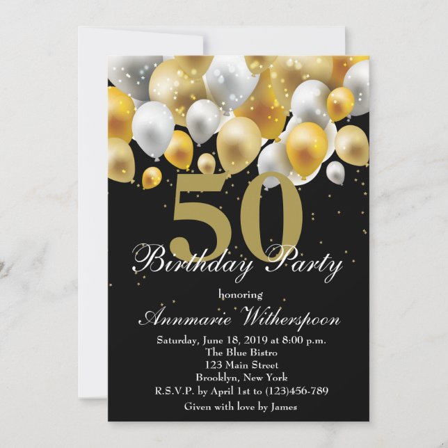 Elegante 50.ª invitación a los globos de oro (Anverso)