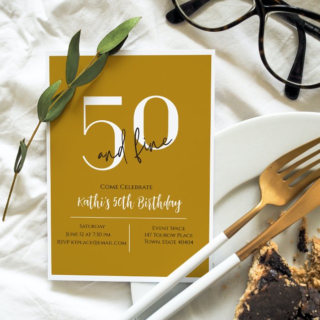 Elegante 50.ª Invitación de cumpleaños de oro (Subido por el creador)