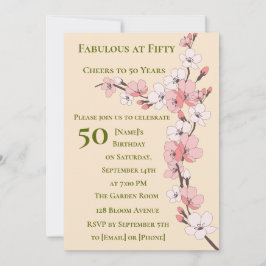 Elegante 50.ª invitación por cumpleaños para mujer