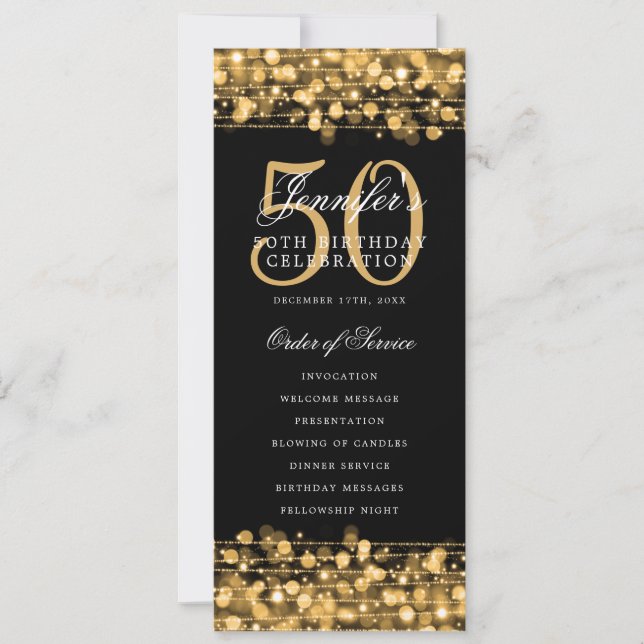 Elegante 50.º Programa de Fiesta de Cumpleaños Gol (Anverso)