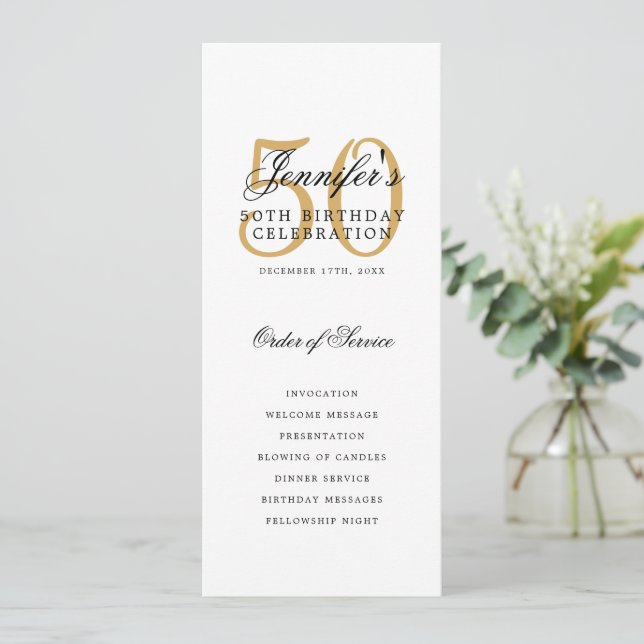 Elegante 50.º Programa de Fiesta de Cumpleaños Gol (Anverso de pie)