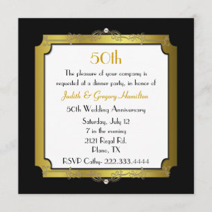 Elegante 50° aniversario Boda Invitación