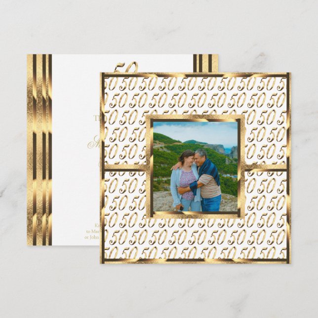 Elegante 50° aniversario Boda Invitación al oro (Anverso / Reverso)