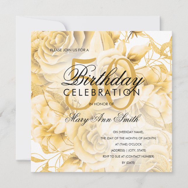 Elegante 50 aniversario de Fiesta Floral Gold (Anverso)