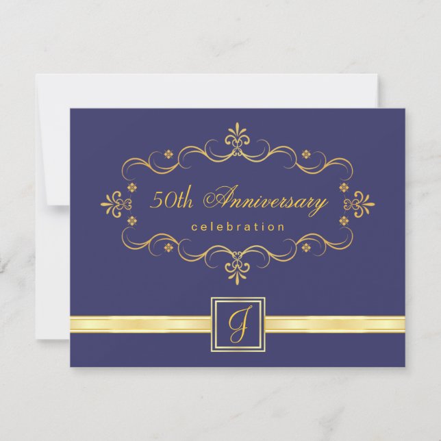 Elegante 50 Aniversario - Invitaciones en monogram (Anverso)