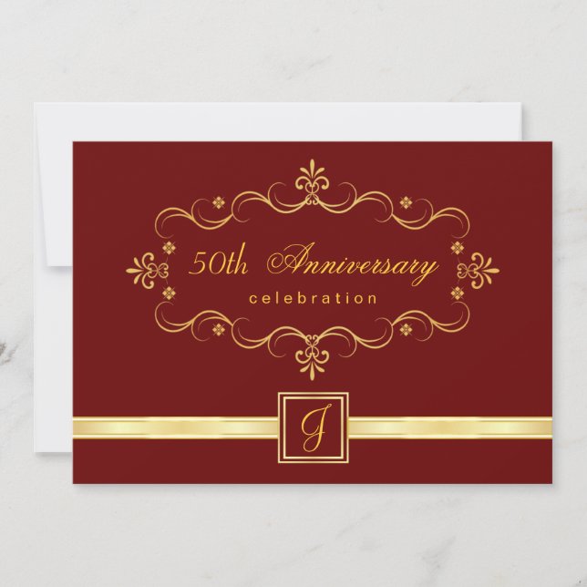 Elegante 50 Aniversario - Invitaciones en monogram (Anverso)