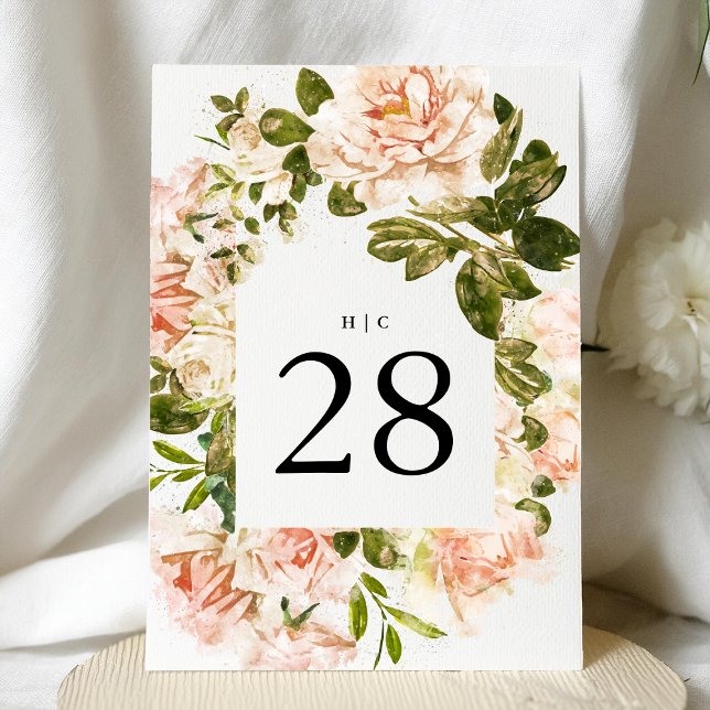 Elegante 5 x 7 números de tabla Boda florals (Subido por el creador)