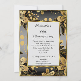 Elegante 60.º Día de Fiesta Invitación Gris Oro